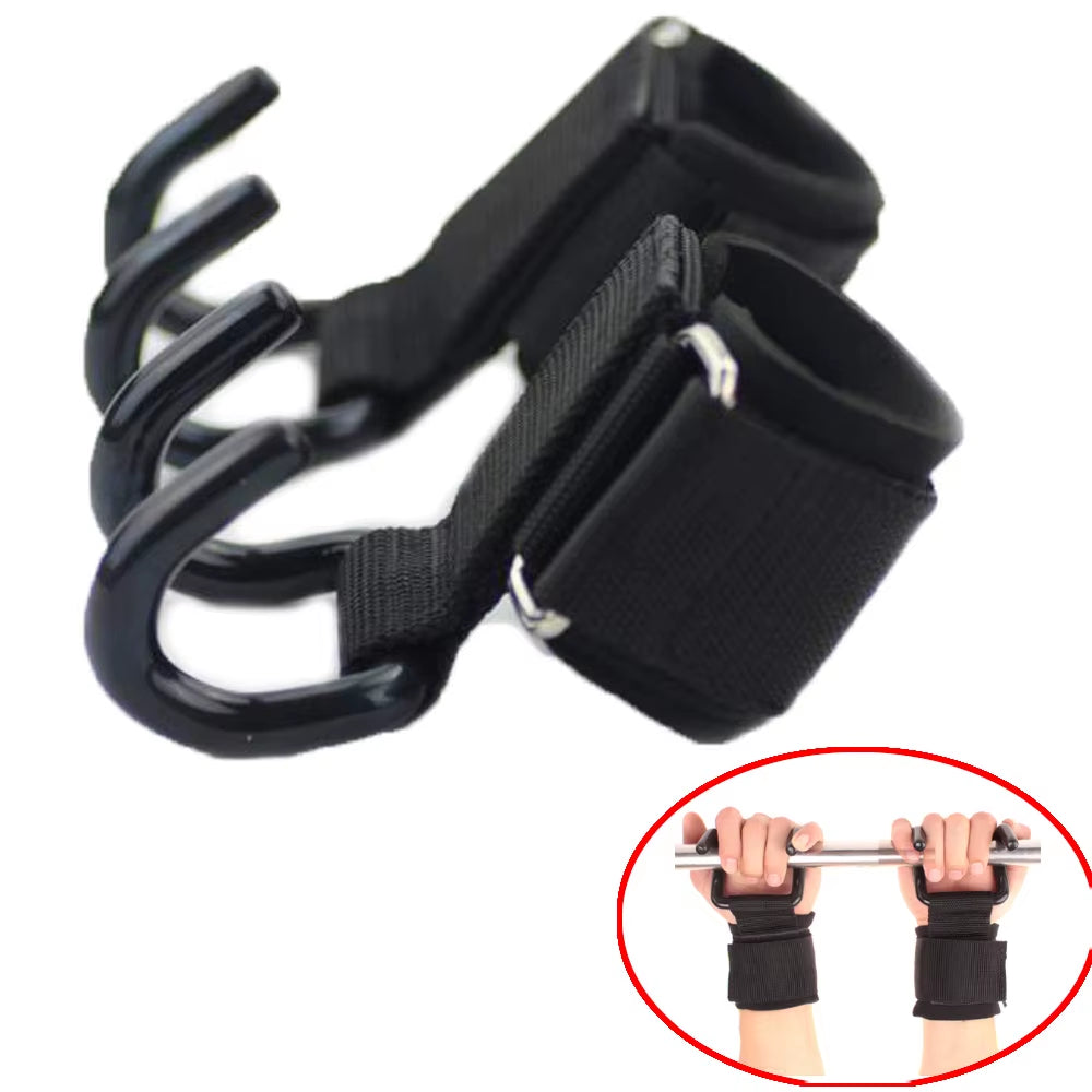 Weight Lifting Hook Grips with Wrist Wraps Hand-Bar Wrist Strap Gym Fitness Hook Weight Strap Pull-Ups Power Lifting Gloves