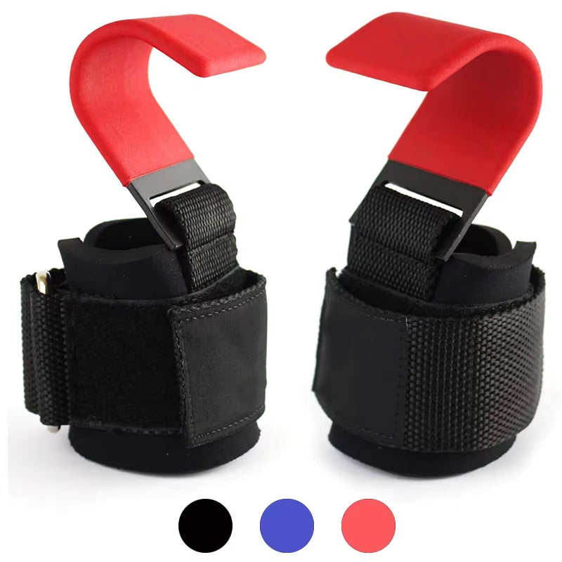 Weight Lifting Hook Grips with Wrist Wraps Hand-Bar Wrist Strap Gym Fitness Hook Weight Strap Pull-Ups Power Lifting Gloves
