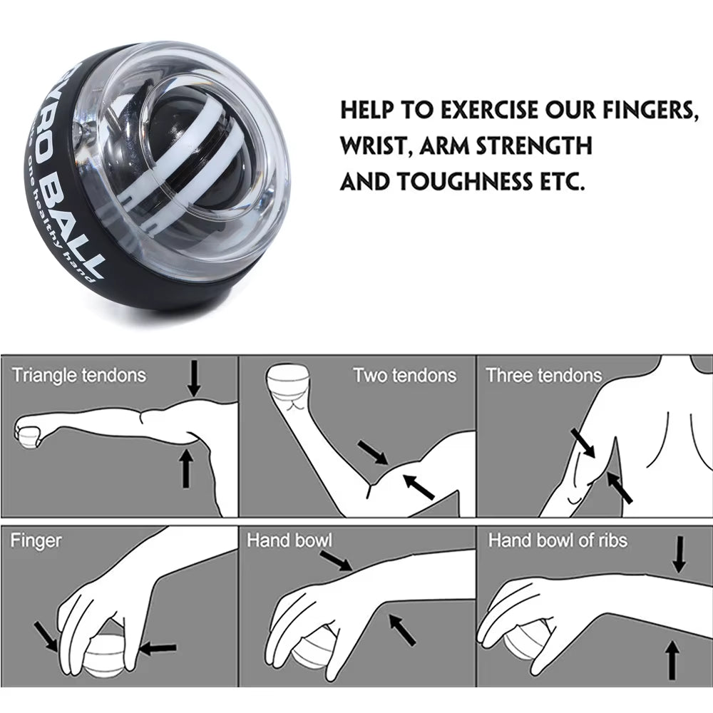 Self-Starting Wrist Gyro Ball Power Trainer Forearm Exerciser - Wrist Strengthening Device for Arm and Finger Muscle Training